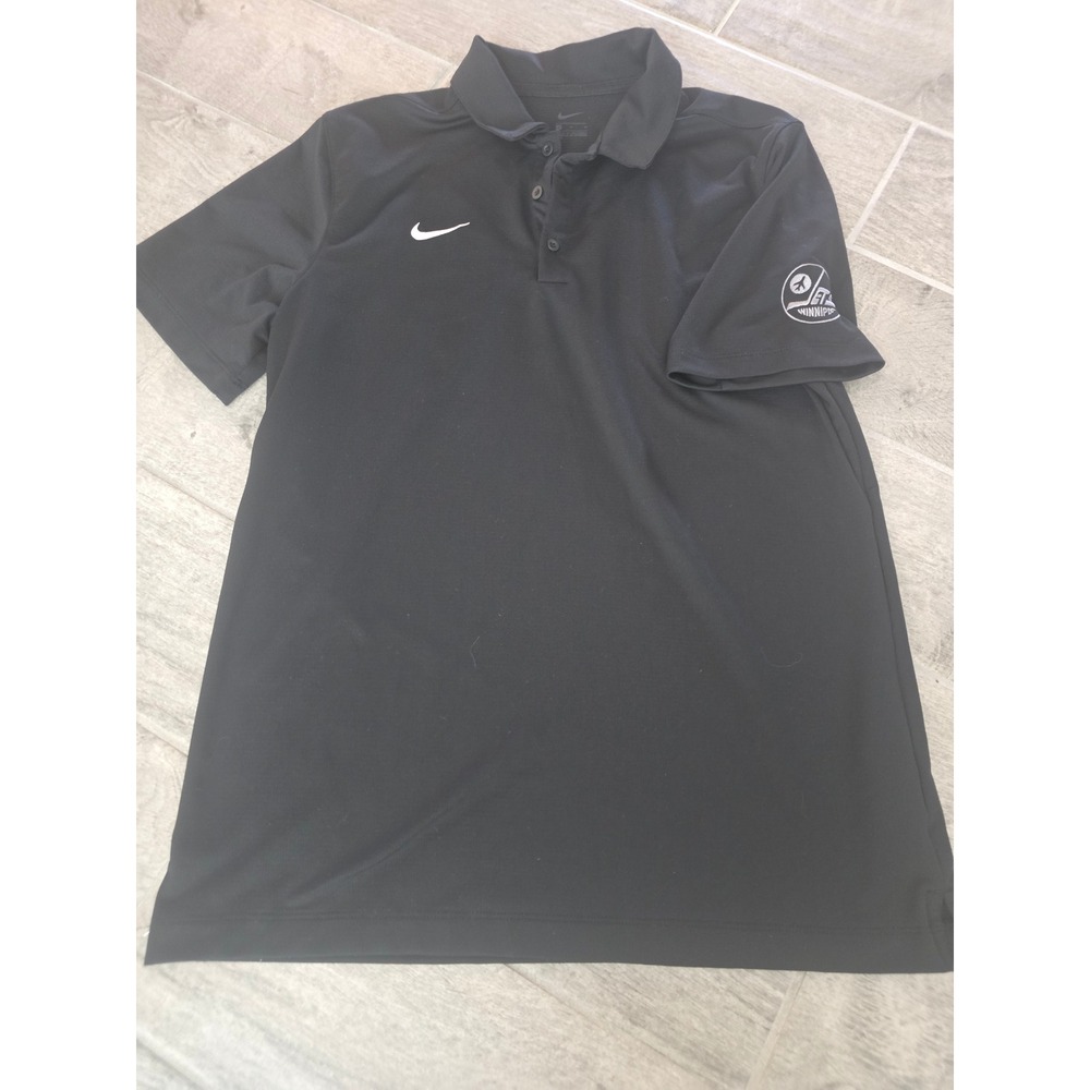 Nike Winnipeg Jets NHL Dri-FIT Polo Shirt Mens Medium Black Short Sleeve Hockey